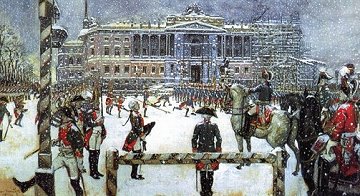 Russian military parade 
under Tsar Paul.
Picture by Benois, 
from wikipedia.org.