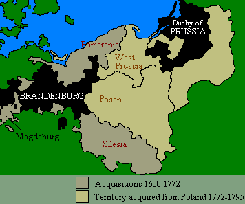 Map: growth of Prussia 
in 1600-1795