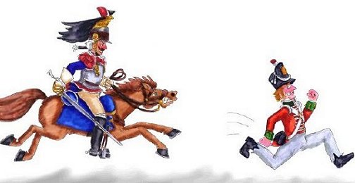 Major Sharpe being pursued at Waterloo