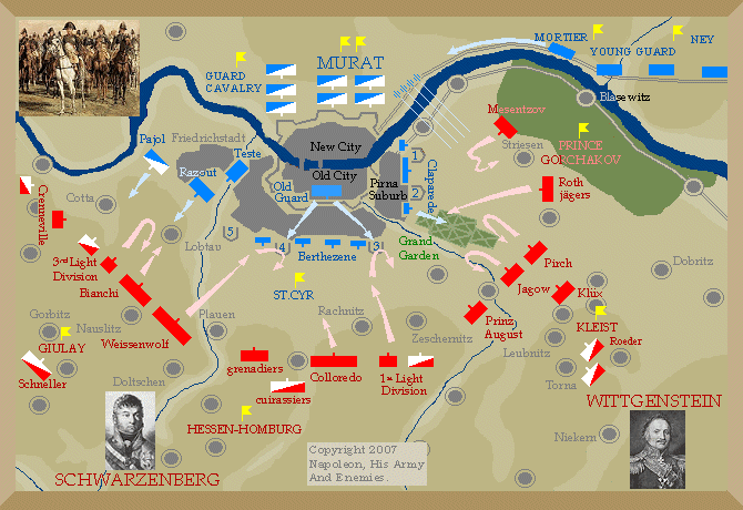 Map of Battle of Dresden