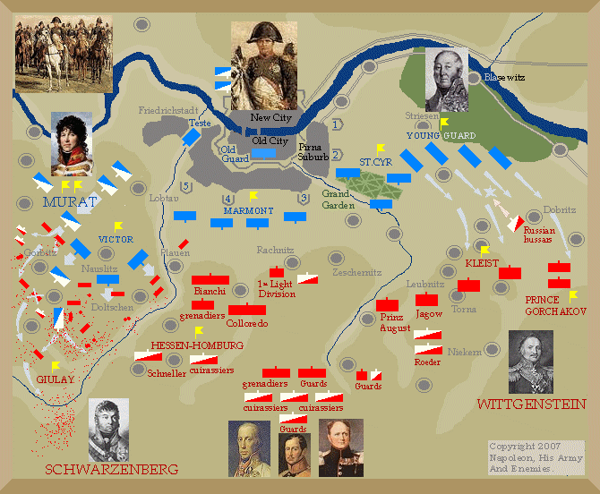 Battle of Dresden 1813 : Maps : Napoleon : Schwarzenberg