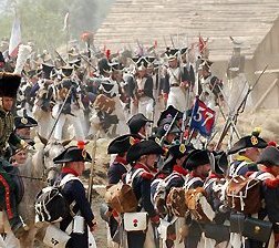 Polish and French troops.
Reenactment of Napoleonic battle
in 2006 in Poland