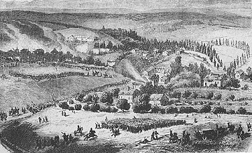 The French infantry storm 
the village of St.Amand.