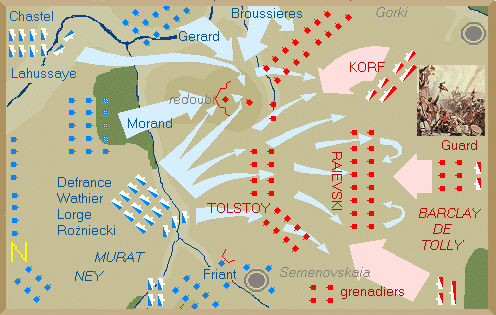 Grand Charge of French,
German, and Polish cuirassiers at Borodino.