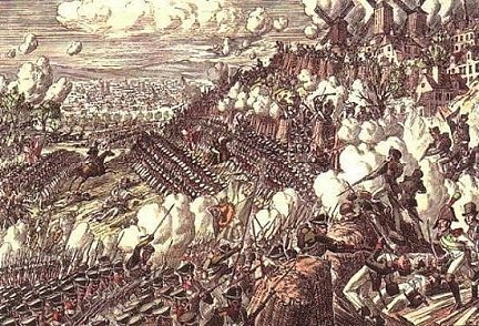 Langeron's Russian infantry 
storming Montmartre Heights.
Battle of Paris 1814. 
Picture by Oleg Parkhaiev.