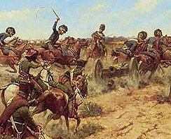 Ramsay's Horse Battery at
Fuentes de Onoro 1811, 
pursued by French cavalry.  
By Keith Rocco.