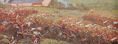 Red Lancers in Waterloo in 1815.