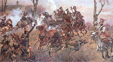 Polish horse artillery at Raszyn. Picture by Kossak