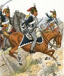 British hussars in 1815.
From left to right:
15th Hussar Regiment
7th Hussar Regiment
10th Hussar Regiment.
Picture by Knotel.