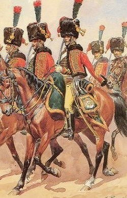Chasseurs in parade uniforms,
 by Rousellot