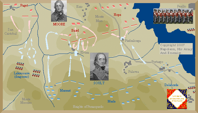 Map of battle of Corunna, 1809