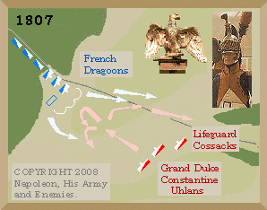 French dragoons delivered volley
and broke the Russian uhlans.
Battle of Friedland, 1807.