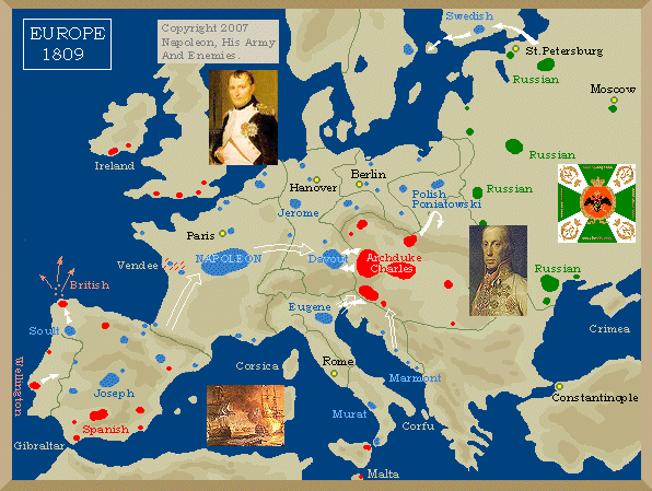 Map of napoleonic Europe in 1809.