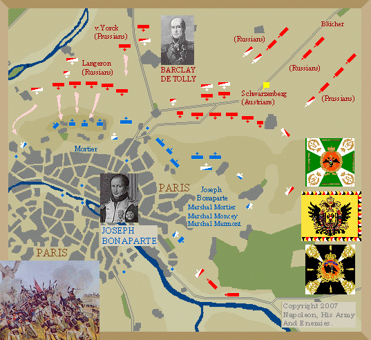 Map of Battle of Paris, 1814.