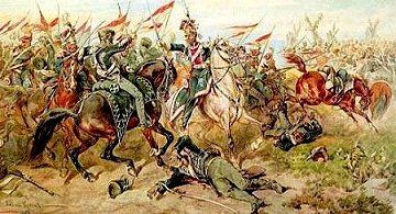 Cavalry combat at Petersvalde.
Guard Lancers vs Prussian hussars.