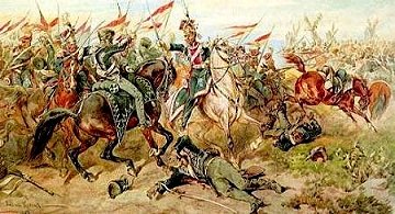 Cavalry combat at Petersvalde.
Guard Lancers vs Prussian hussars.