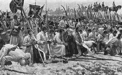 Prayer Before the Battle of Raclawice. 
Picture by Chelmonski.