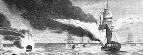Rockets in naval battle.