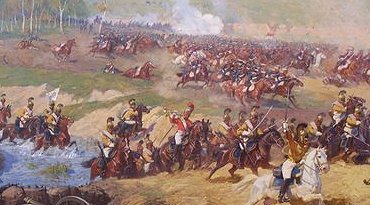 In foreground: Saxon heavy cavalry 
in background: Polish uhlans.
Battle of Borodino.