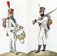 Saxon infantry in 1810: 
- drummer of Prinz August Infantry 
- musketier of Low Infantry  
Picture by Alexander Sauerweid.