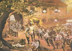 Austrians, or rather the Hungarians, 
attacking the chateau at Dolitz