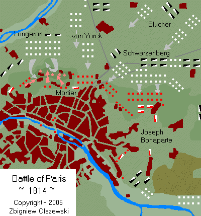 Map of Battle of Paris, 1814